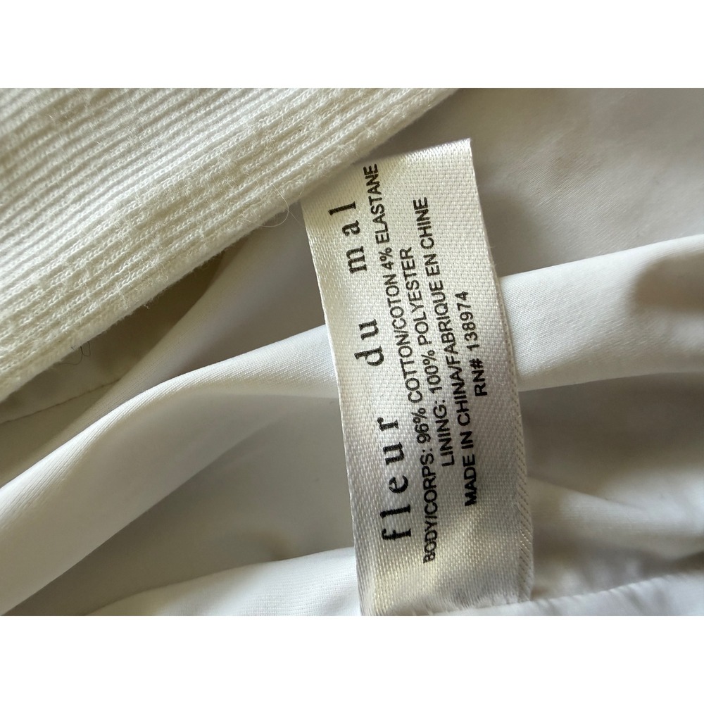 Fleur du Mal Fromt Snap Midi Dress Women Small White Ribbed Cotton Adjustable - Picture 9 of 15